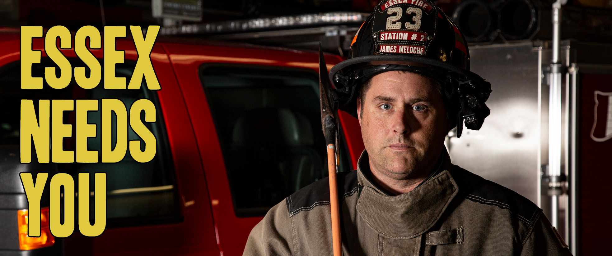 Essex Needs You. Photo of Firefighter.
