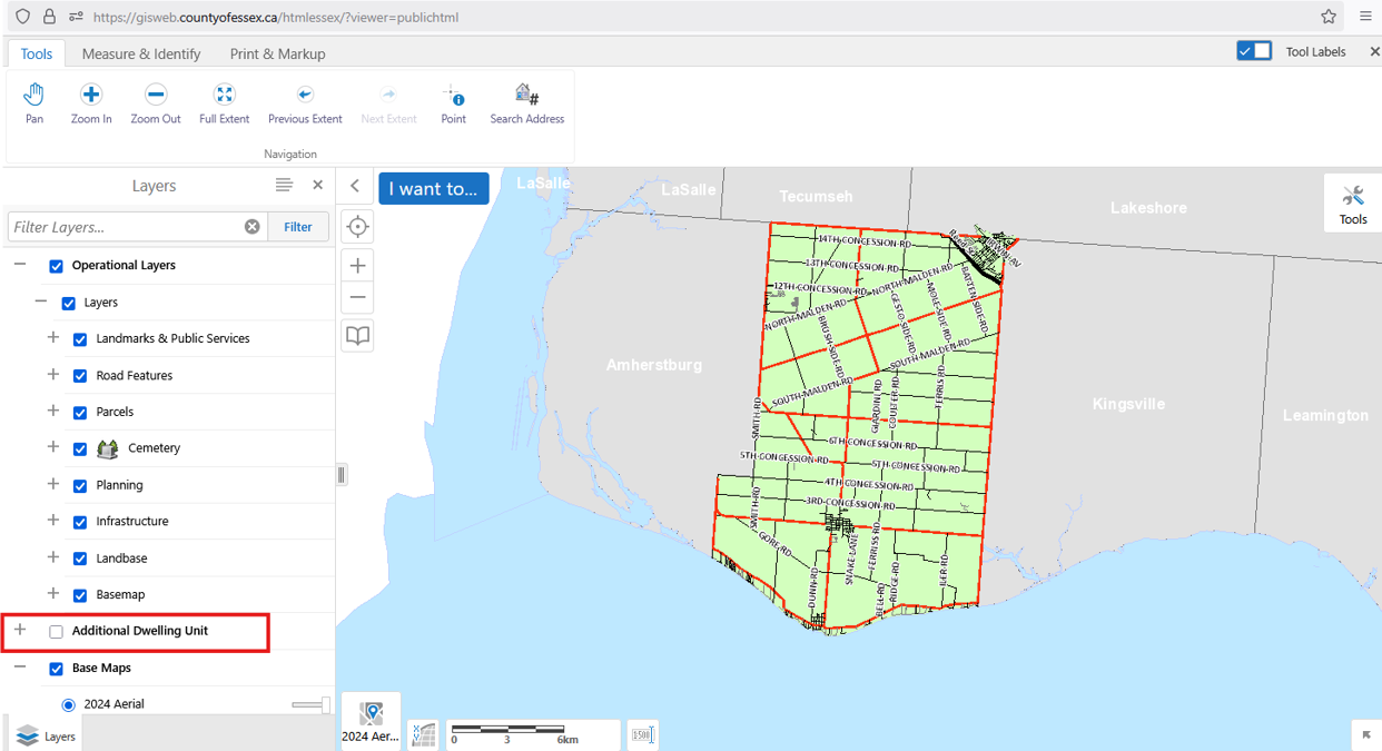 A screenshot of the ADU mapping tool webpage.